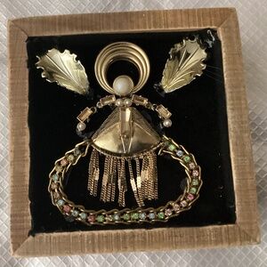 Hand crafted REVERSIBLE vintage repurpose jewelry art mantle framed all year art